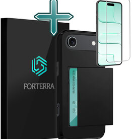 Forterra Forterra iPhone Air Hoesje Pashouder Hard Met Screenprotector - Zwart