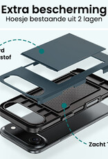 Forterra Forterra iPhone Air Hoesje Pashouder Hard Met 2x Screenprotector - Donker Blauw