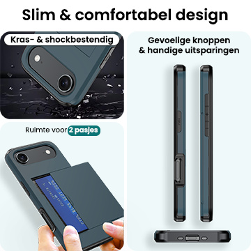 Forterra Forterra iPhone Air Hoesje Pashouder Hard Met 2x Screenprotector - Donker Blauw