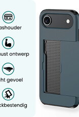 Forterra Forterra iPhone Air Hoesje Pashouder Hard Met 2x Screenprotector - Donker Blauw