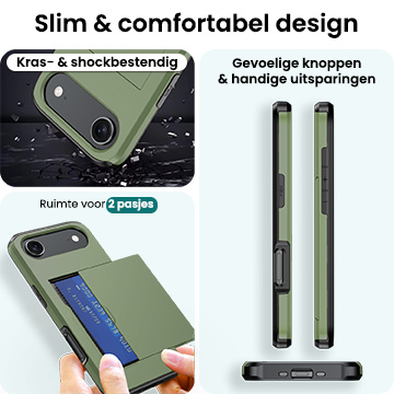 Forterra Forterra iPhone Air Hoesje Pashouder Hard Met 2x Screenprotector - Donker Groen