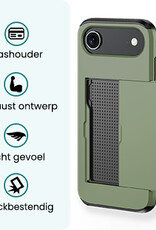 Forterra Forterra iPhone Air Hoesje Pashouder Hard Met 2x Screenprotector - Donker Groen