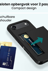 Forterra Forterra iPhone Air Hoesje Pashouder Hard Met 2x Screenprotector - Zwart