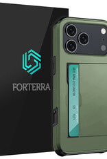 Forterra Forterra iPhone 17 Pro Hoesje Pashouder Hard - Donker Groen