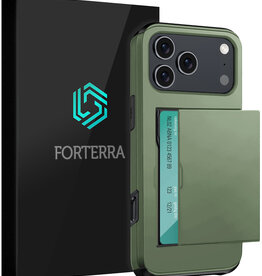 Forterra Forterra iPhone 17 Pro Hoesje Pashouder Hard - Donker Groen