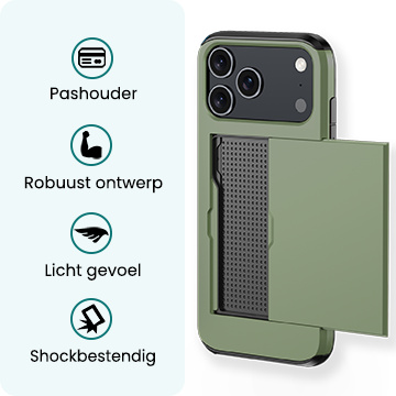 Forterra Forterra iPhone 17 Pro Hoesje Pashouder Hard - Donker Groen