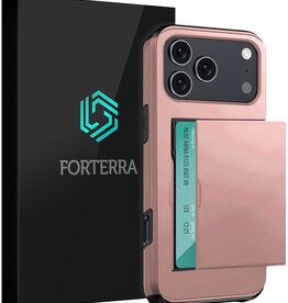 Forterra Forterra iPhone 17 Pro Hoesje Pashouder Hard - Rosé Goud