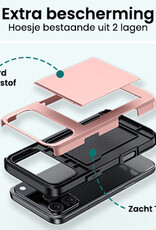 Forterra Forterra iPhone 17 Pro Hoesje Pashouder Hard - Rosé Goud