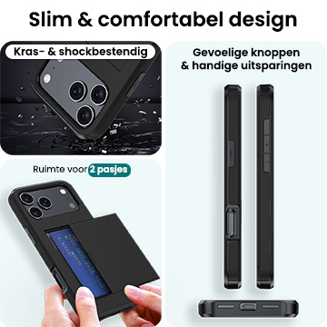 Forterra Forterra iPhone 17 Pro Hoesje Pashouder Hard - Zwart