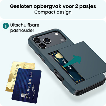 Forterra Forterra iPhone 17 Pro Hoesje Pashouder Hard Met Screenprotector - Donker Blauw