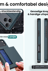 Forterra Forterra iPhone 17 Pro Hoesje Pashouder Hard Met Screenprotector - Donker Blauw