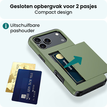 Forterra Forterra iPhone 17 Pro Hoesje Pashouder Hard Met Screenprotector - Donker Groen