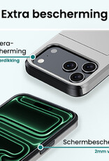 Forterra Forterra iPhone 17 Pro Hoesje Pashouder Hard Met Screenprotector - Grijs