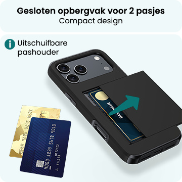Forterra Forterra iPhone 17 Pro Hoesje Pashouder Hard Met Screenprotector - Zwart