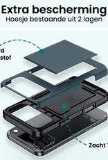 Forterra Forterra iPhone 17 Pro Hoesje Pashouder Hard Met 2x Screenprotector - Donker Blauw