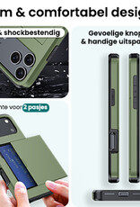 Forterra Forterra iPhone 17 Pro Hoesje Pashouder Hard Met 2x Screenprotector - Donker Groen