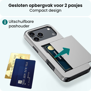 Forterra Forterra iPhone 17 Pro Hoesje Pashouder Hard Met 2x Screenprotector - Grijs