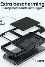 Forterra Forterra iPhone 17 Pro Hoesje Pashouder Hard Met 2x Screenprotector - Zwart