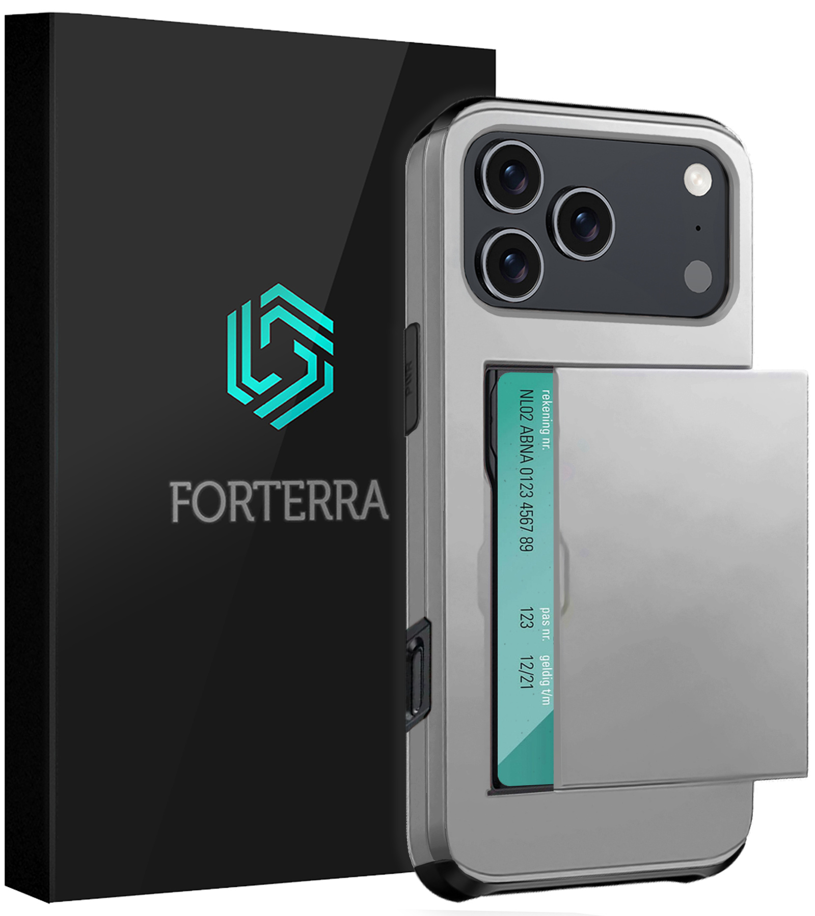 Forterra Forterra iPhone 17 Pro Max Hoesje Pashouder Hard - Grijs