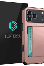 Forterra Forterra iPhone 17 Pro Max Hoesje Pashouder Hard - Rosé Goud