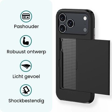 Forterra Forterra iPhone 17 Pro Max Hoesje Pashouder Hard - Zwart