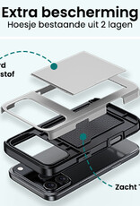 Forterra Forterra iPhone 17 Pro Max Hoesje Pashouder Hard Met 2x Screenprotector - Grijs