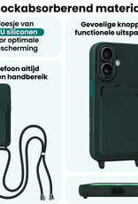 Forterra Forterra iPhone 17 Hoesje Pashouder met Koord - Donkergroen - 2 PACK
