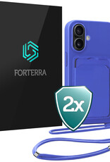 Forterra Forterra iPhone 17 Hoesje Pashouder met Koord - Fel Blauw - 2 PACK