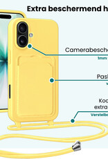 Forterra Forterra iPhone 17 Hoesje Pashouder met Koord Met 2x Screenprotector - Geel