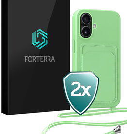Forterra Forterra iPhone 17 Hoesje Pashouder met Koord - Groen - 2 PACK