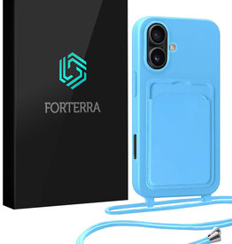 Forterra Forterra iPhone 17 Hoesje Pashouder met Koord - Lichtblauw