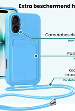 Forterra Forterra iPhone 17 Hoesje Pashouder met Koord - Lichtblauw