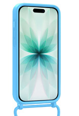 Forterra Forterra iPhone 17 Hoesje Pashouder met Koord Met Screenprotector - Lichtblauw