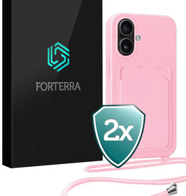 Forterra Forterra iPhone 17 Hoesje Pashouder met Koord - Lichtroze - 2 PACK