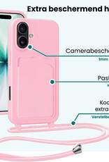 Forterra Forterra iPhone 17 Hoesje Pashouder met Koord - Lichtroze - 2 PACK