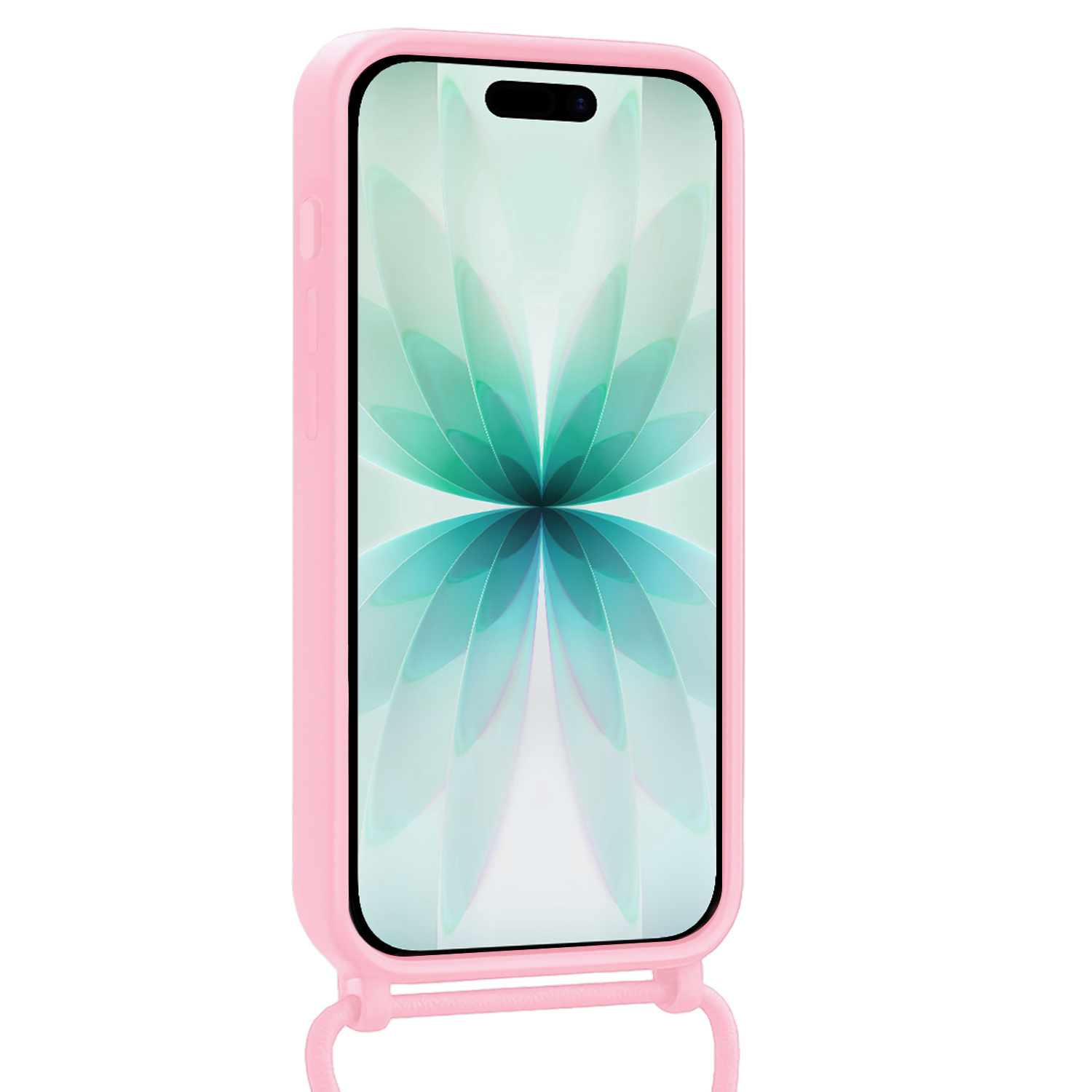 Forterra Forterra iPhone 17 Hoesje Pashouder met Koord Met 2x Screenprotector - Lichtroze