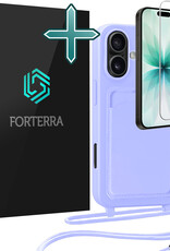 Forterra Forterra iPhone 17 Hoesje Pashouder met Koord Met Screenprotector - Lila
