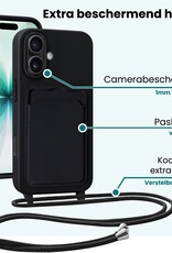 Forterra Forterra iPhone 17 Hoesje Pashouder met Koord - Zwart
