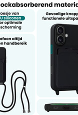 Forterra Forterra iPhone 17 Hoesje Pashouder met Koord - Zwart - 2 PACK