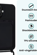 Forterra Forterra iPhone 17 Hoesje Pashouder met Koord Met 2x Screenprotector - Zwart
