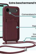 Forterra Forterra iPhone Air Hoesje Pashouder met Koord Met Screenprotector - Aubergine