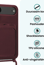 Forterra Forterra iPhone Air Hoesje Pashouder met Koord Met 2x Screenprotector - Aubergine