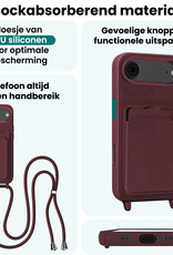 Forterra Forterra iPhone Air Hoesje Pashouder met Koord Met 2x Screenprotector - Aubergine