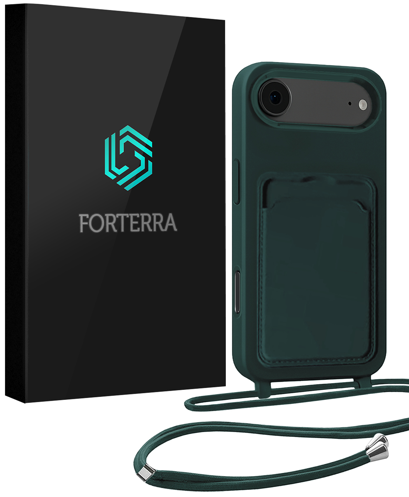 Forterra Forterra iPhone Air Hoesje Pashouder met Koord - Donkergroen