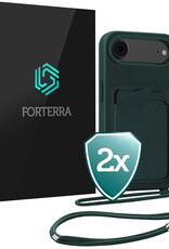 Forterra Forterra iPhone Air Hoesje Pashouder met Koord - Donkergroen - 2 PACK