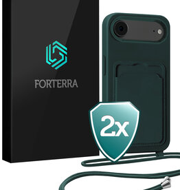 Forterra Forterra iPhone Air Hoesje Pashouder met Koord - Donkergroen - 2 PACK
