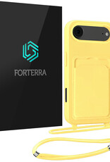 Forterra Forterra iPhone Air Hoesje Pashouder met Koord - Geel