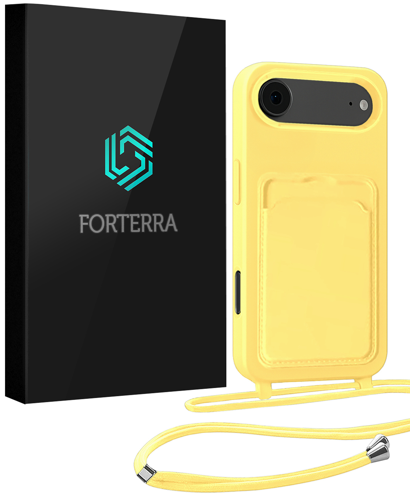 Forterra Forterra iPhone Air Hoesje Pashouder met Koord - Geel