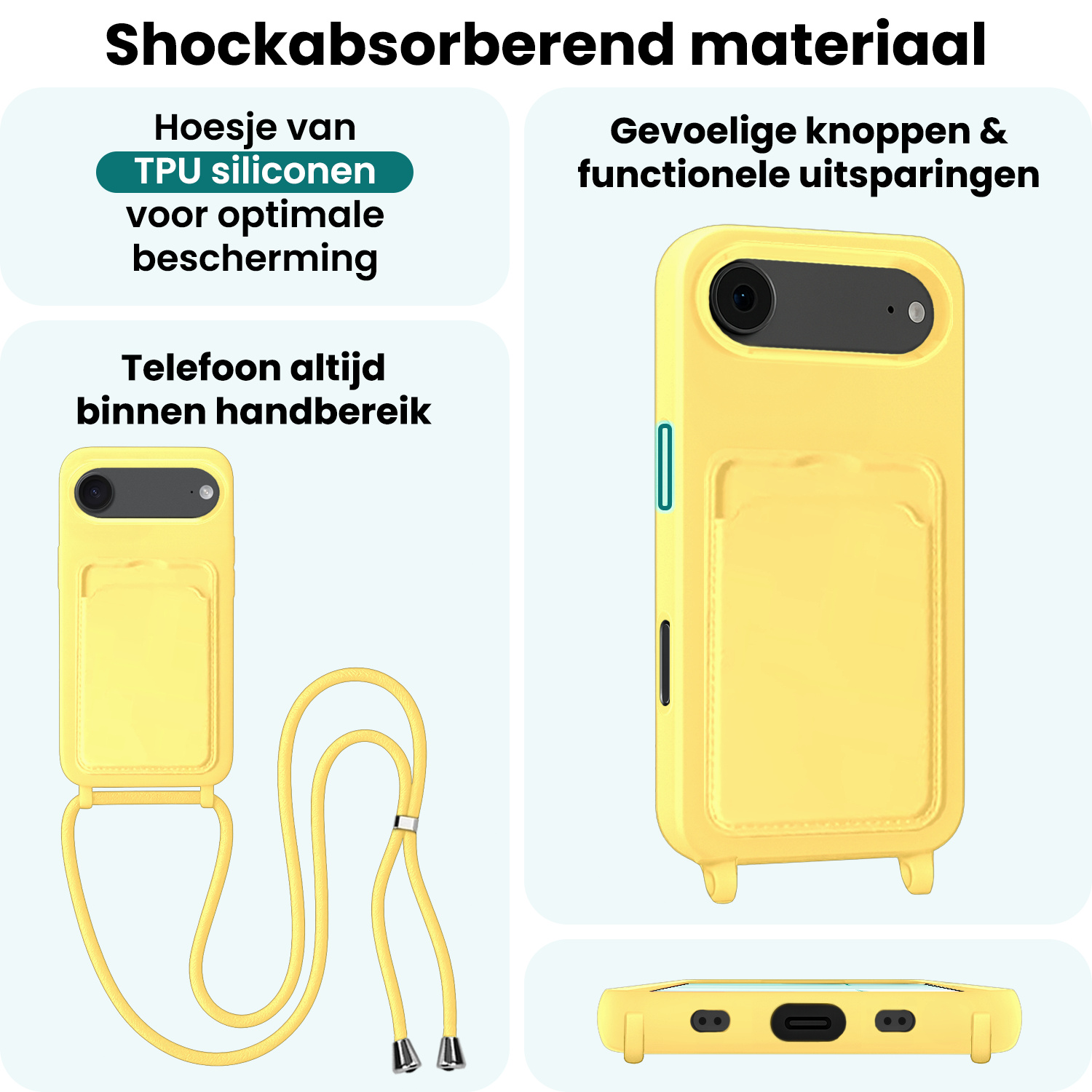 Forterra Forterra iPhone Air Hoesje Pashouder met Koord - Geel