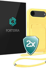 Forterra Forterra iPhone Air Hoesje Pashouder met Koord - Geel - 2 PACK